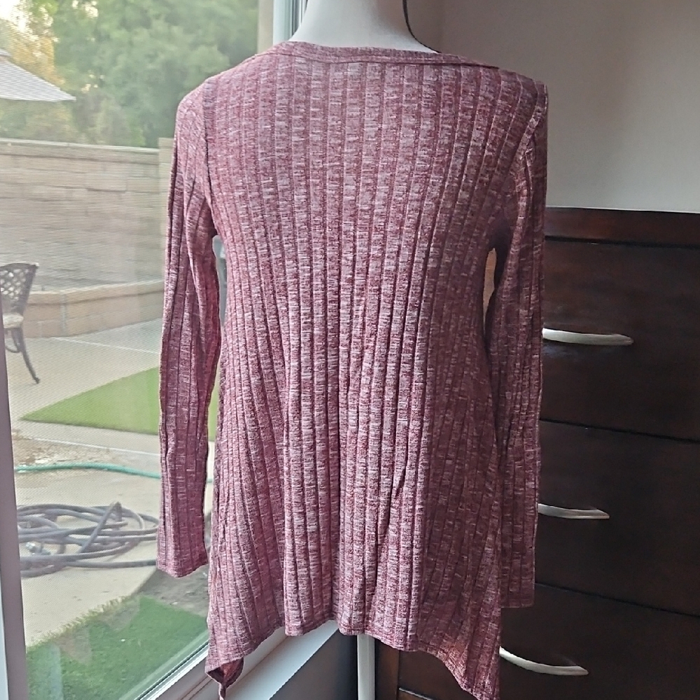 ALLOY Maroon Ribbed Long Sleeve Top - Picture 5 of 8